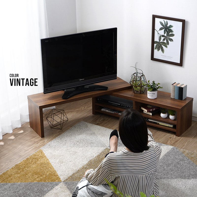 伸長タイプローボード　ミドルブラウン ワイエムワールド テレビ台 ローボード 伸縮 幅100〜170cm コーナー