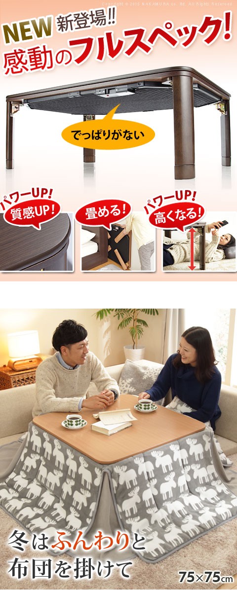 こたつ コタツ 炬燵 長方形 105×75 フラットヒーター : 収納 本棚&食器