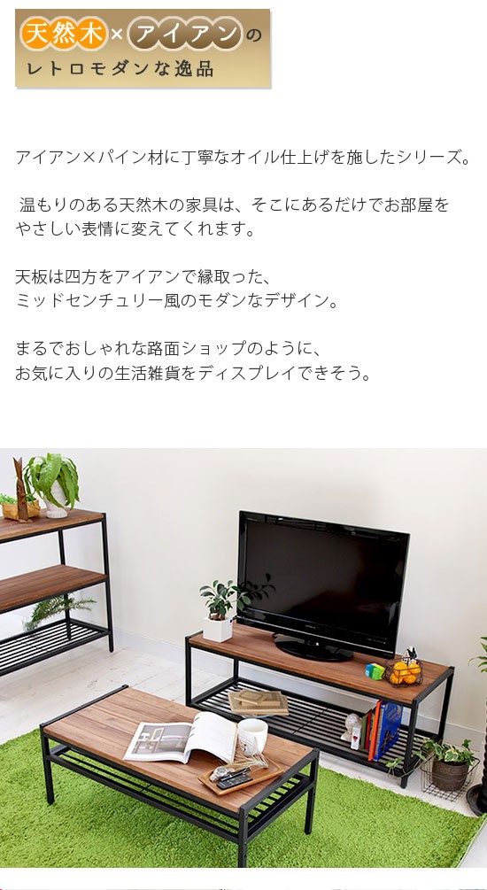 天然木 幅113cm 木製テレビ台 ローボード TV台 ロータイプ : 収納 本棚