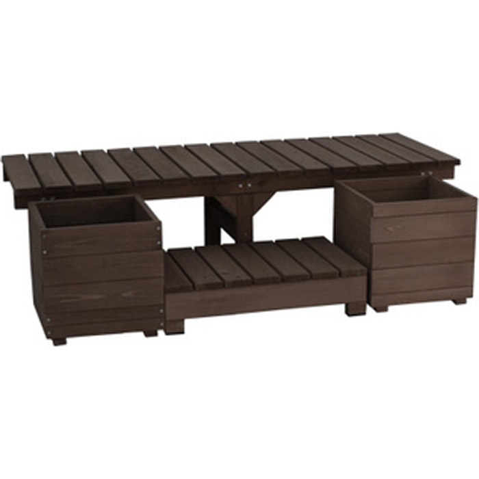 ウッドデッキ 縁台 プランターセット 天然木 デッキ縁台 154×55cm 木製デッキ 縁側 システムデッキ オープンデッキ ベンチ ガーデニング ガーデン レジャー