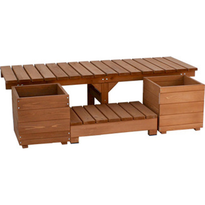 ウッドデッキ 縁台 プランターセット 天然木 デッキ縁台 154×55cm 木製デッキ 縁側 システムデッキ オープンデッキ ベンチ ガーデニング ガーデン レジャー