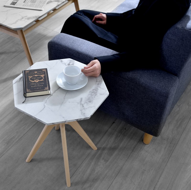 大理石調モダン サイドテーブル 40cm x 40cm 大理石調モダン サイドテーブル 40cm x 40cm サイドテーブル 八角形