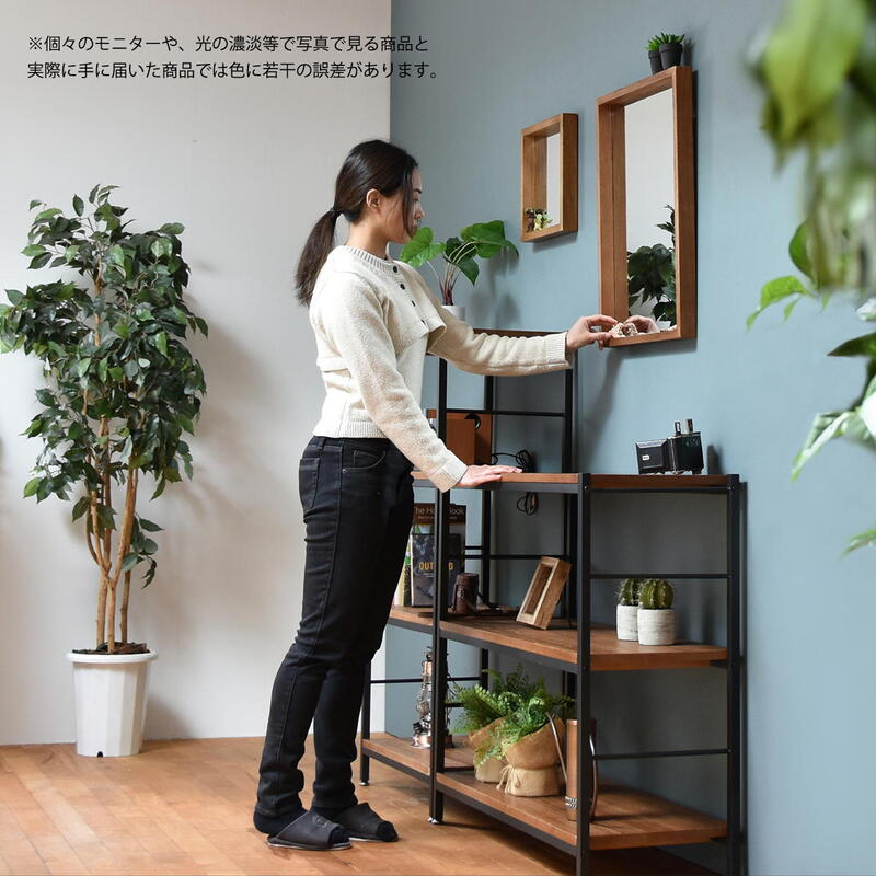 壁掛け 鏡 収納 棚付き 幅45 長方形 木製 角型 壁掛けミラー