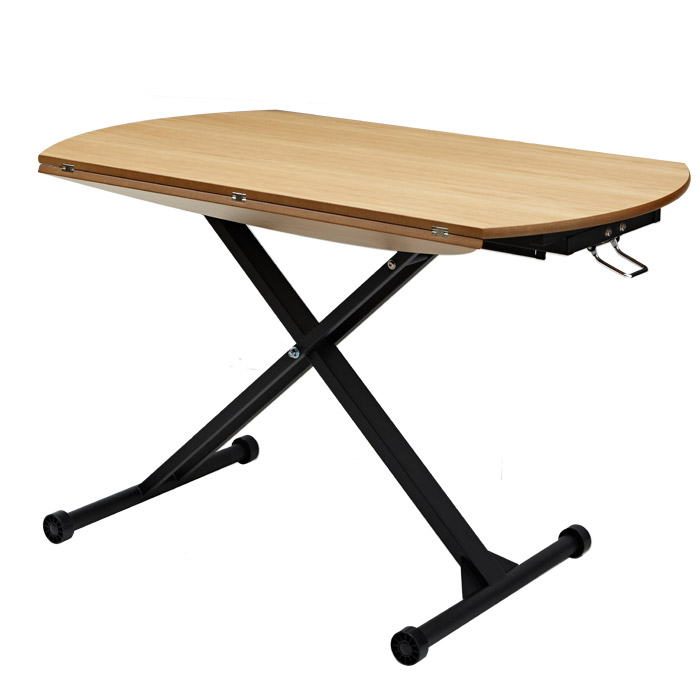リフティングテーブル 幅120cm 昇降式テーブル 高さ調整 丸テーブル