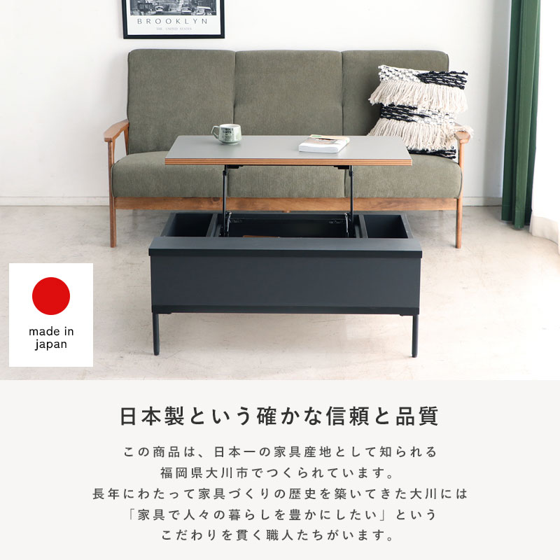 昇降式テーブル リフトアップテーブル 収納付き センターテーブル ロー
