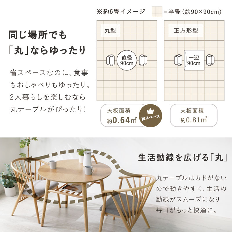 ダイニングテーブル 丸テーブル 単品 2人 丸 円形 円卓 円 丸型