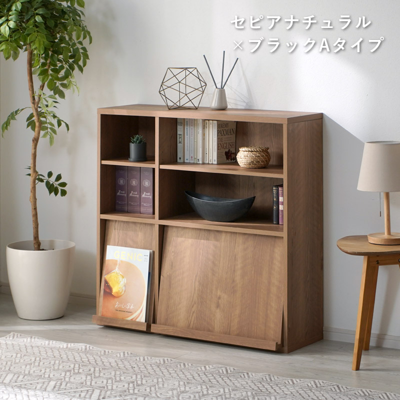 ワイエムワールド 本棚 2個セット 扉付き おしゃれ キャビネット