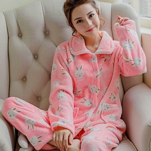 パジャマ レディース ルームウェア ふわもこ 前開き 上下セット 長袖