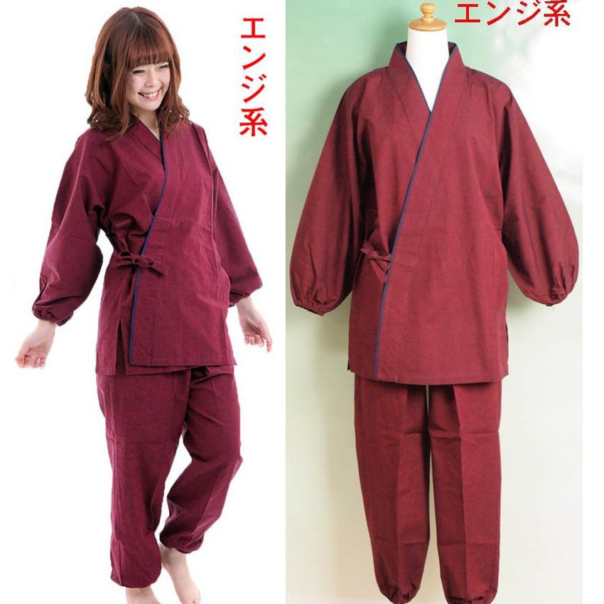 作務衣 レディース おしゃれな女性用久留米織 さむえ 通年 日本製 Kurume3786 和の洋服とエプロンのお店 布和里 通販 Yahoo ショッピング