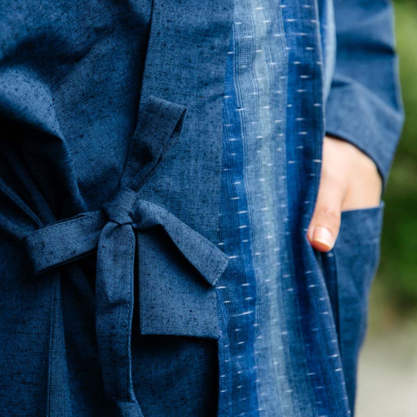 作務衣おしゃれ紺3