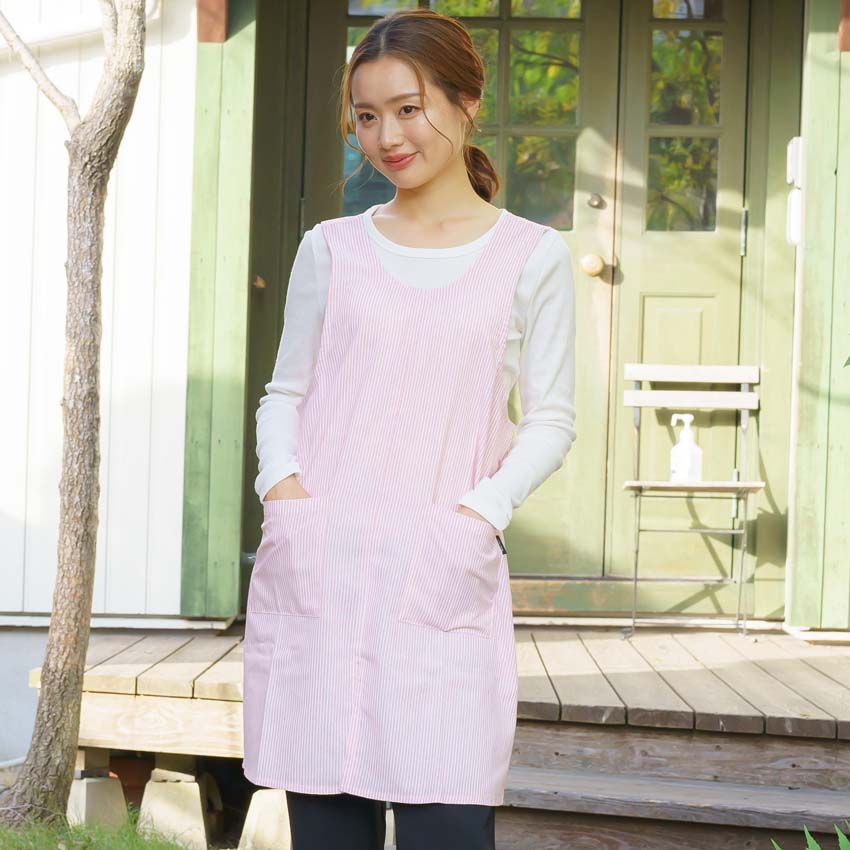 布和里 春色 エプロン かぶるだけ 前スリットで歩きやすい お尻が