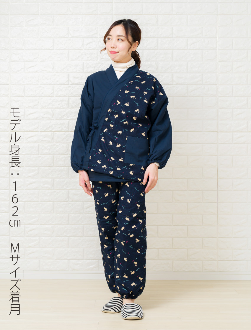 布和里 フリース 作務衣 女性 冬 さむえ レディース 切り替え 冬用