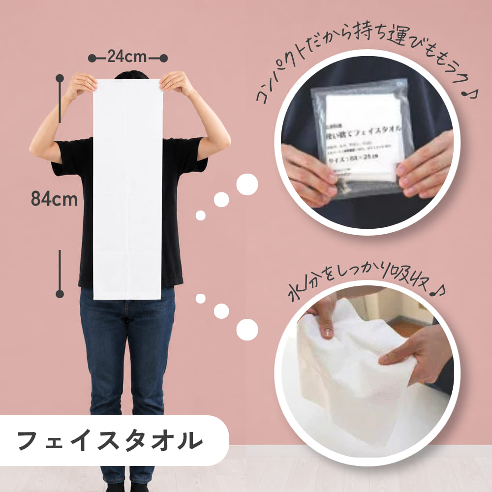 使い捨て バスタオル フェイスタオル 防災 旅行 介護 【バスタオル1+