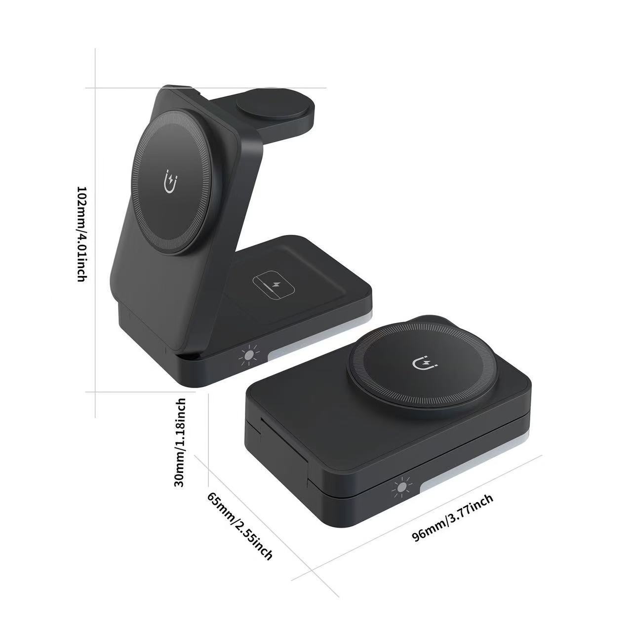 MagSafe ワイヤレス充電器 折りたたみ 3in1 マグネット式 QI 充電