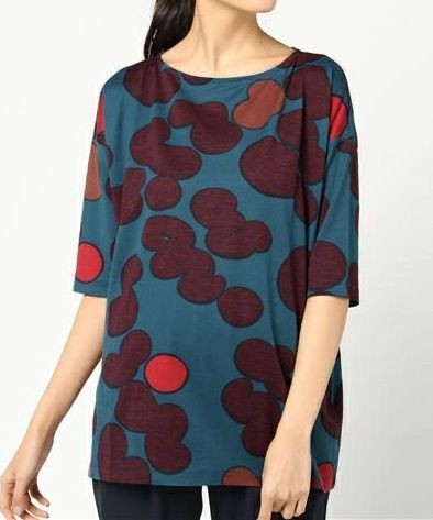 マリメッコ チュニック Marimekko Orvokki ブルー レッド カットソー