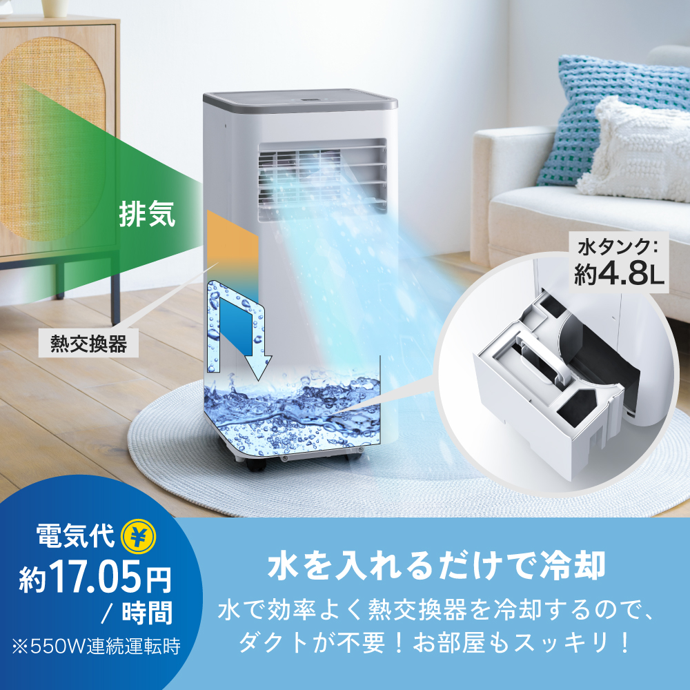 スポットクーラー 工事不要 ダクトレス ハイパワー ハイブリッド冷却