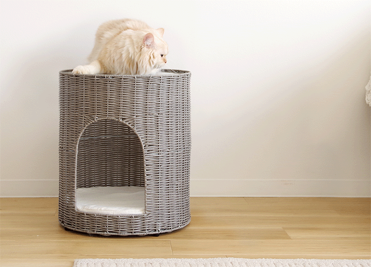 猫ちぐら 猫ハウス キャットハウス ラタン ペットハウス サイド