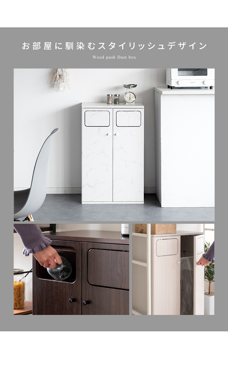 分別ゴミ箱 45L×2 プッシュ扉 スイング式 おしゃれ ダストボックス