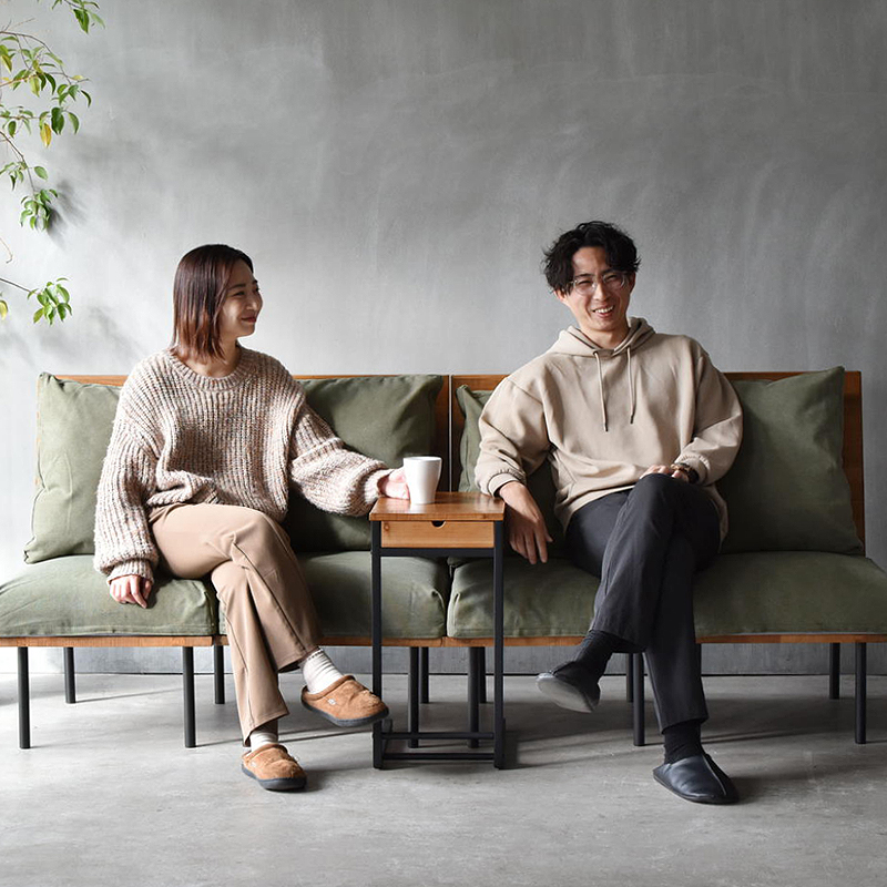 サイドテーブル スリム 木製 収納 引き出し付き おしゃれ 差し込み