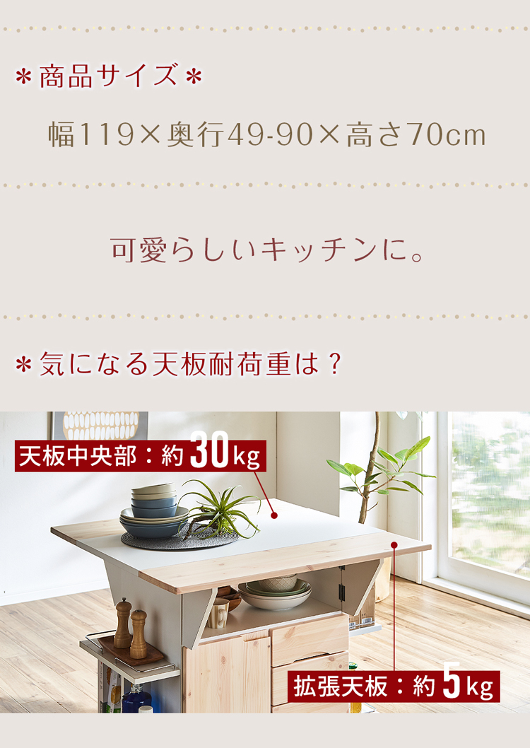 キッチンカウンター 幅120cm バタフライテーブル 完成品 日本製