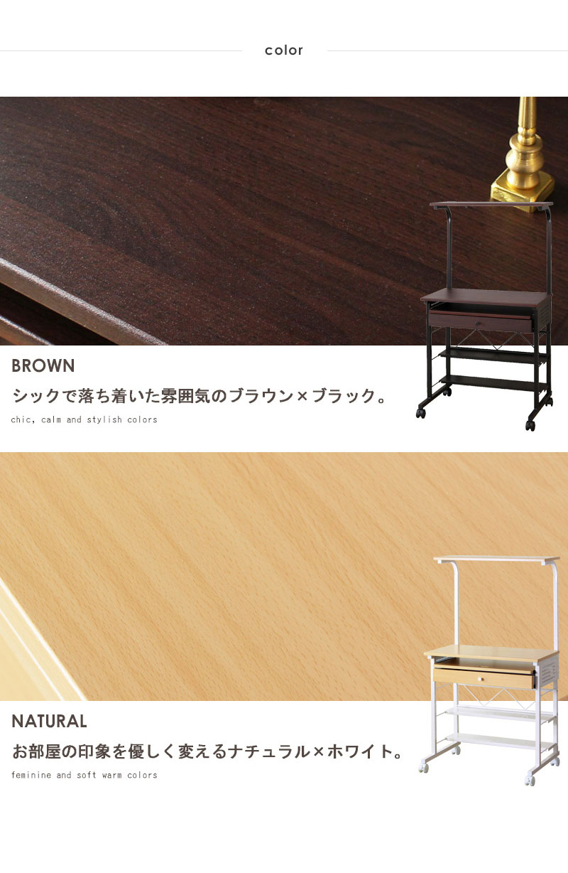 パソコンデスク 収納付き 幅75cm ハイタイプ 一体型 キャスター付き