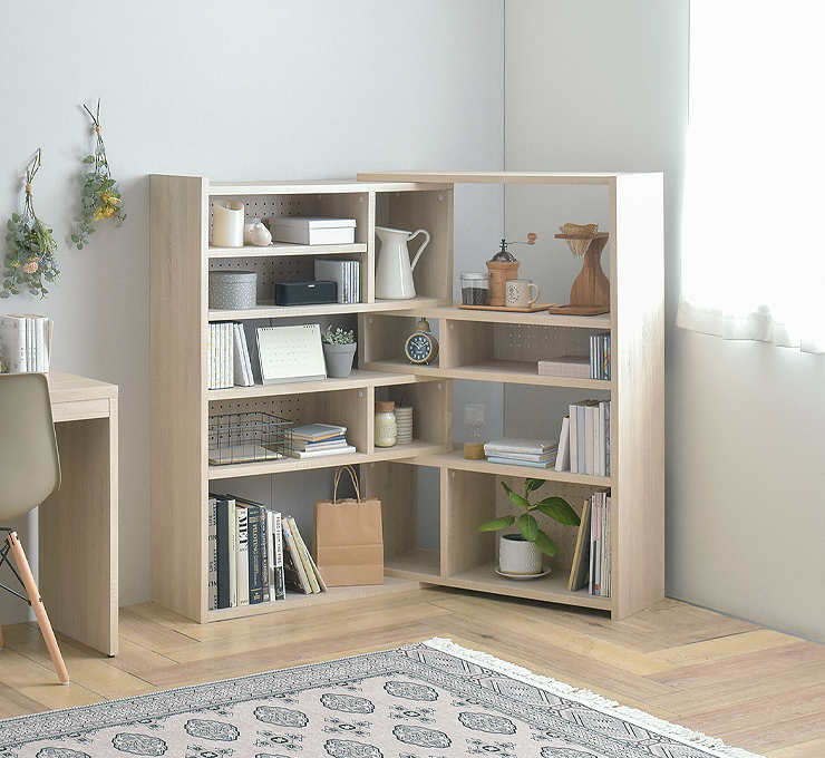 伸縮ラック 本棚 オープンラック L字 コーナーラック 幅90cm 120cm