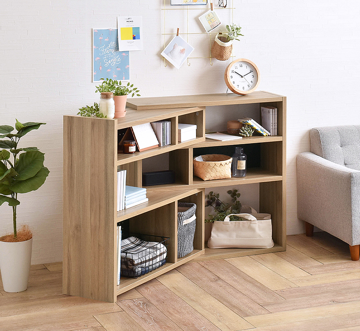 伸縮ラック 本棚 オープンラック L字 コーナーラック 幅90cm 120cm