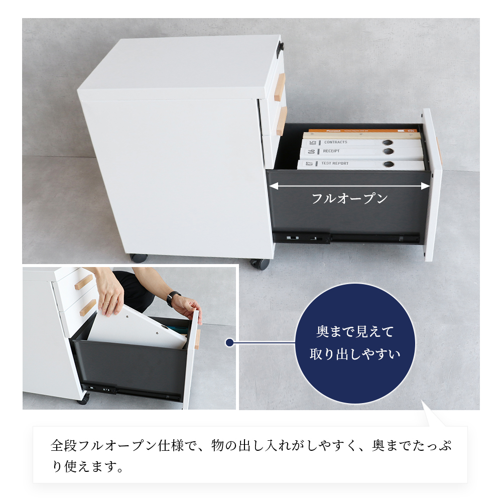 デスクワゴン サイドワゴン サイドチェスト スリム キャスター