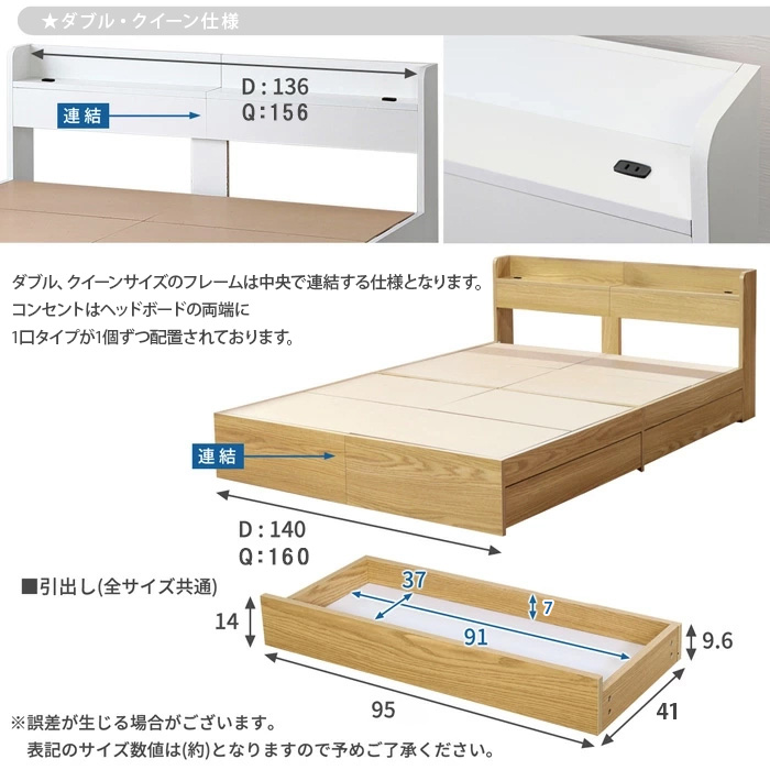 谷口様引取専用 ホワイト クイーンサイズベッドフレーム 引き出し付き 谷口様引取専用 ホワイト クイーンサイズベッドフレーム