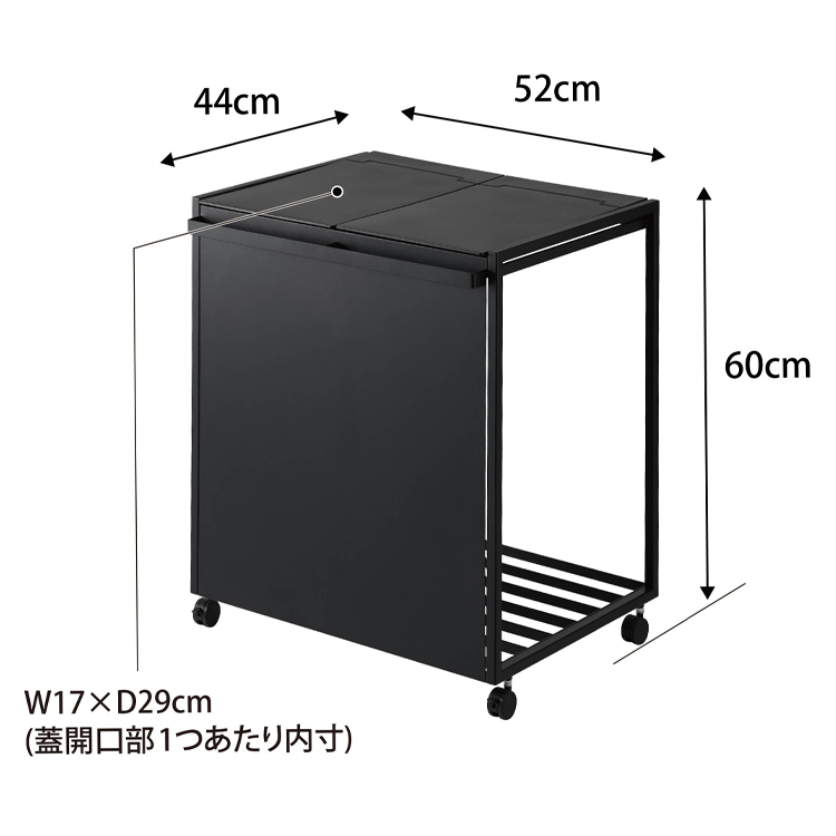 山崎実業 蓋付き目隠し分別ダストワゴン タワー 45L 2分別 1820
