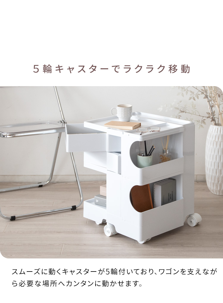 回転式 収納ワゴン 完成品 多機能トロリー マルチワゴン キャスター