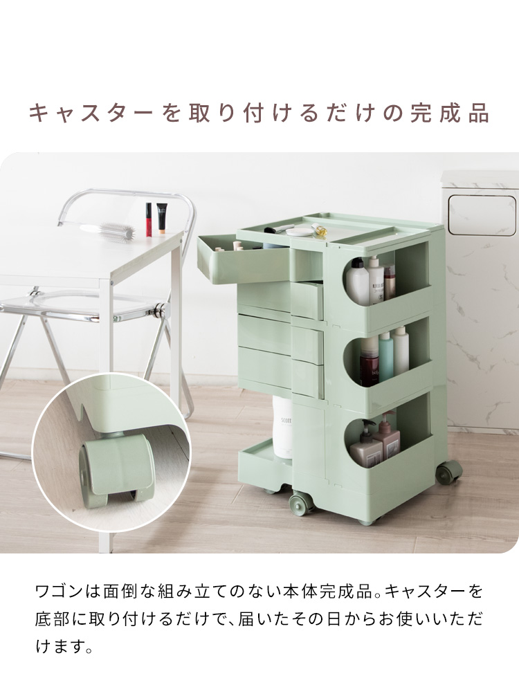 回転式 収納ワゴン 完成品 多機能トロリー マルチワゴン キャスター