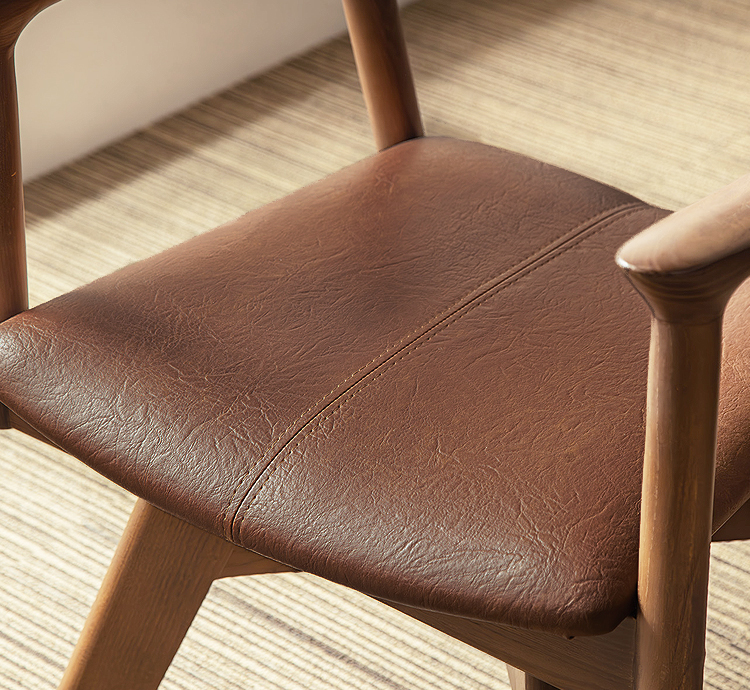 ダイニングチェア 回転式 肘付き レザー 合皮 木製 天然木 無垢材