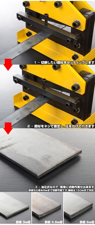 □プロ工具 油圧式 鉄板 切断機 10mm厚 150mm幅まで カット可 【検 