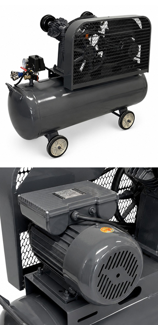 エアーコンプレッサー 単相200V 50Hz 2.2KW 3馬力 100Lタンク 三相契約