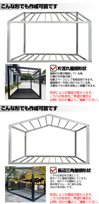 北海道限定 傾斜屋根 ユニットハウス 枠 フレーム のみ 2.5m×4m×2.8m 
