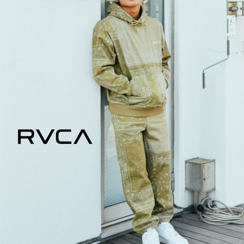 メンズ セットアップ 上下セット 男性 ジャージ RVCA カジュアル スポーツ スウェット バンダナ ルーカ PATCHWORK BANDANA SETUP :042045 042743:G FIELD