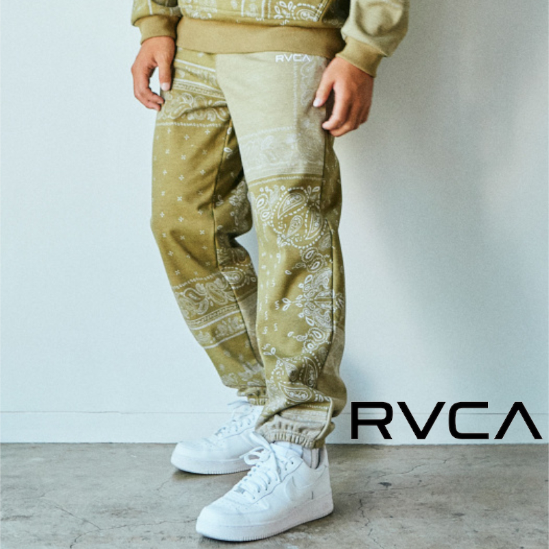 スウェットパンツ メンズ カジュアル スポーツ バンダナ RVCA 男性 総柄 防風 撥水 ルーカ PATCHWORK BANDANA SWEAT PANTS｜g-field