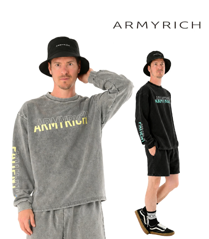 ピグメント加工ロングTシャツセットアップ メンズ 上下セット ARMYRICH