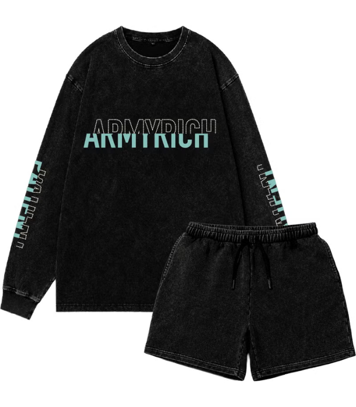 ピグメント加工ロングTシャツセットアップ メンズ 上下セット ARMYRICH