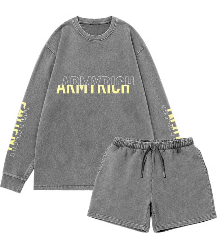 ピグメント加工ロングTシャツセットアップ メンズ 上下セット ARMYRICH