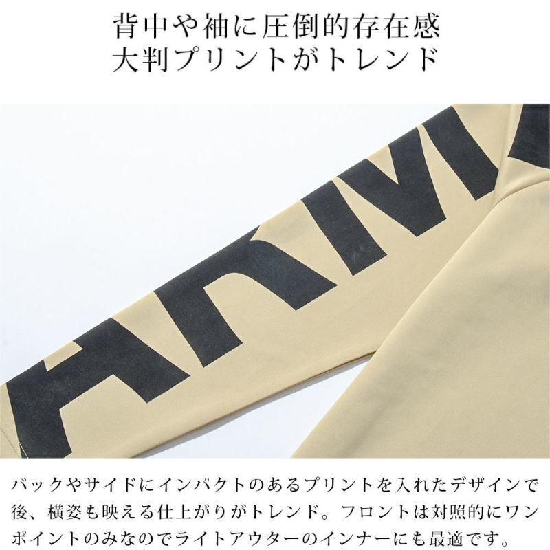 袖BIGプリントモックネックロングTシャツ メンズ 男性 長袖 ロン