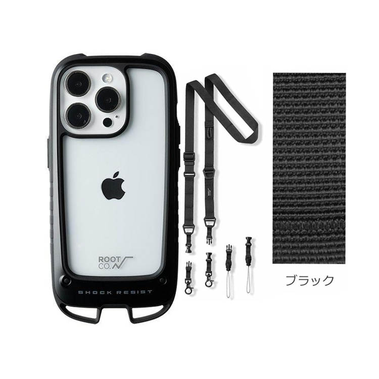 ROOT CO. ルートコー iPhone14Pro用ケースストラップブラック