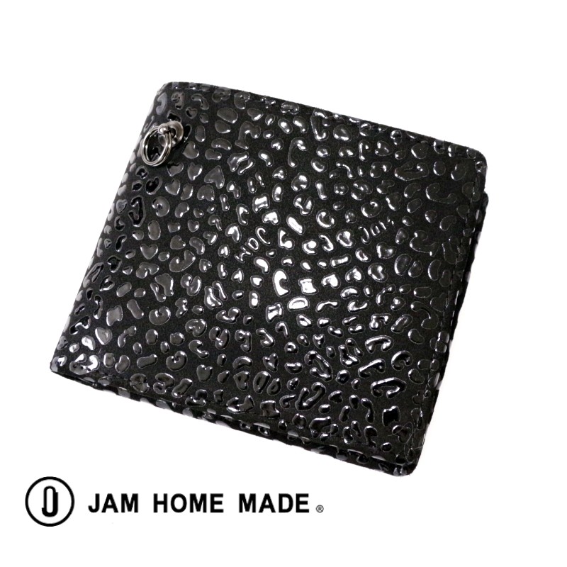 二つ折り財布 レオパード柄 ミディアムウォレット 本革 JAM HOME MADE
