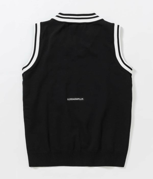LUXE AKM PLUS バーティカルロゴニットベスト メンズ Vネック ゴルフ
