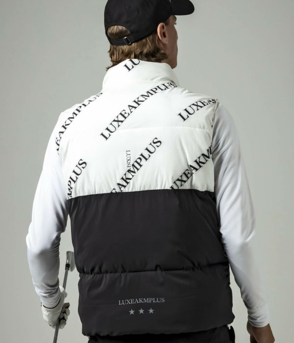 LUXE AKM PLUS SALE セール バイカラー総柄中綿ベスト メンズ ゴルフ