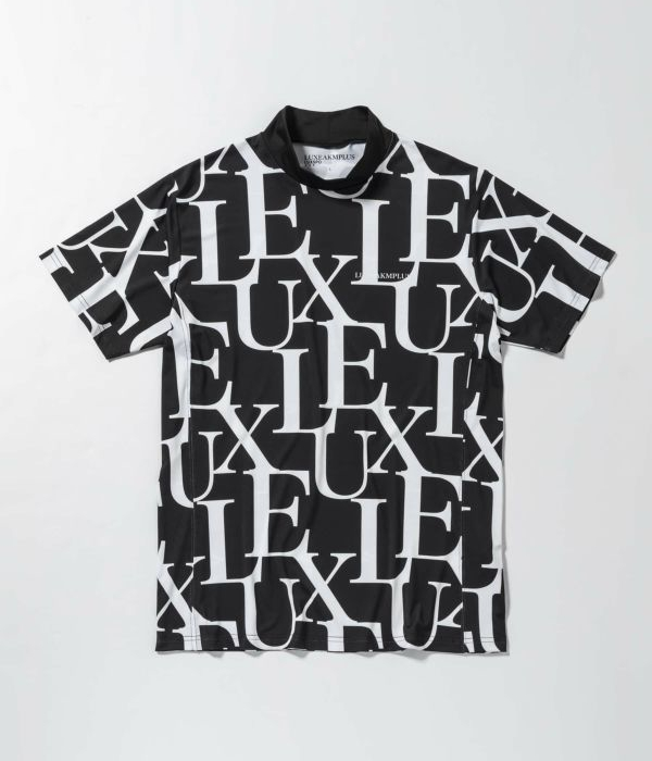 SALE セール 総柄ロゴ半袖モックネックTシャツ LUXEAKMPLUS スポーツ