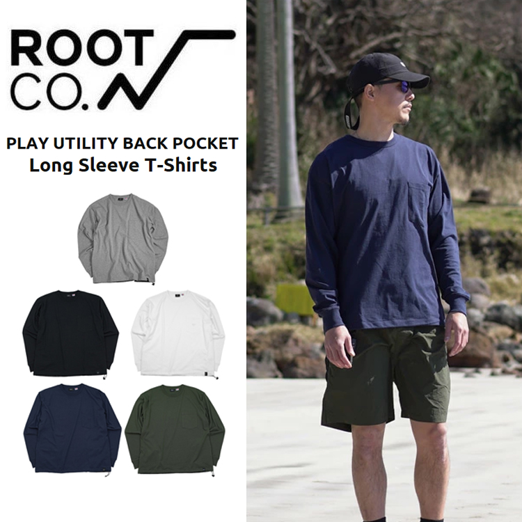 ROOT CO. ���[�g�R�[ ����T�V���c PLAY UTILITY BACK POCKET Long Sleeve T-Shirts �����Y �X�|�[�c �A�E�g�h�A �I�X�X�� S M L XL