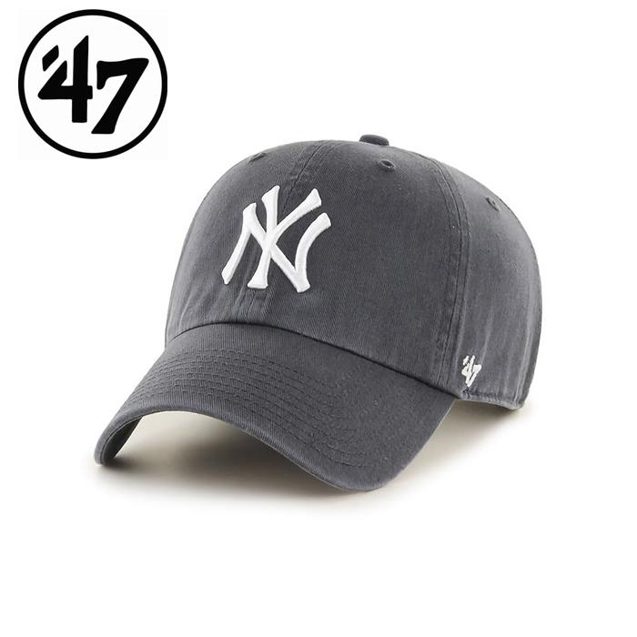 47 フォーティーセブン　Yankees ‘47 CLEAN UP Charcoal メンズ レディース 野球 メジャー ヤンキース メジャーリーグ 帽子 プレゼント ローキャップ | 47Brand