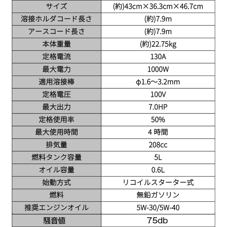 エンジン溶接機 発電機兼用溶接機 ガソリンエンジン溶接機 100V 最大出力1000W 定格使用率50％ MMA 照明 電源 金具 門扉 補修 鉄板  アート diy 防災 sg030